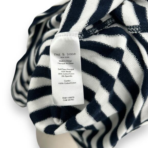 Rag & Bone Blue striped tee XS open back Crewneck navy nautical coastal top - Picture 15 of 15